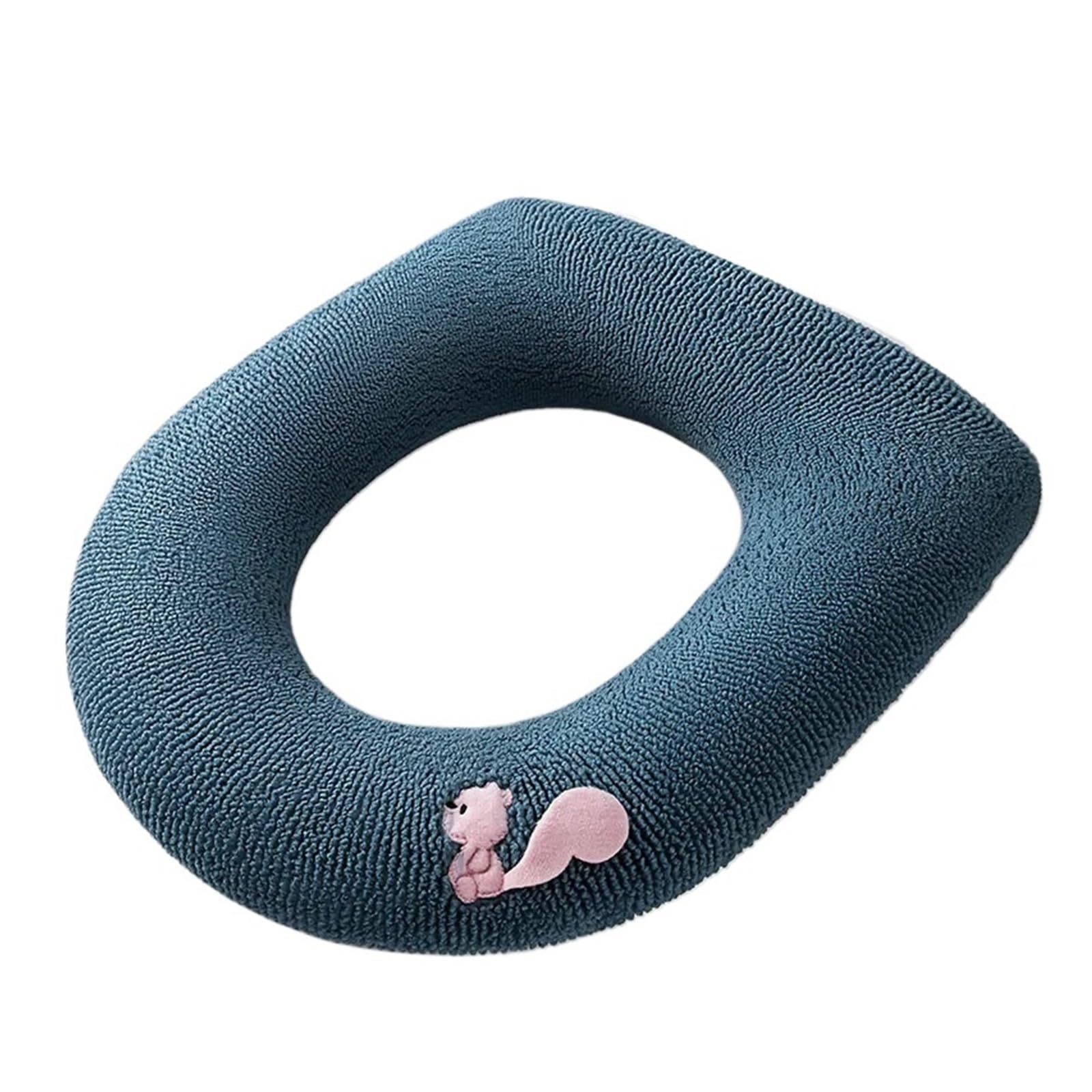 MZSKLW Padded Toilet Seat Thicken Toilet Seat Cover Mat Winter Warm Soft Washable Closestool Case Lid Pad Bidet Bathroom Accessories(Blue)
