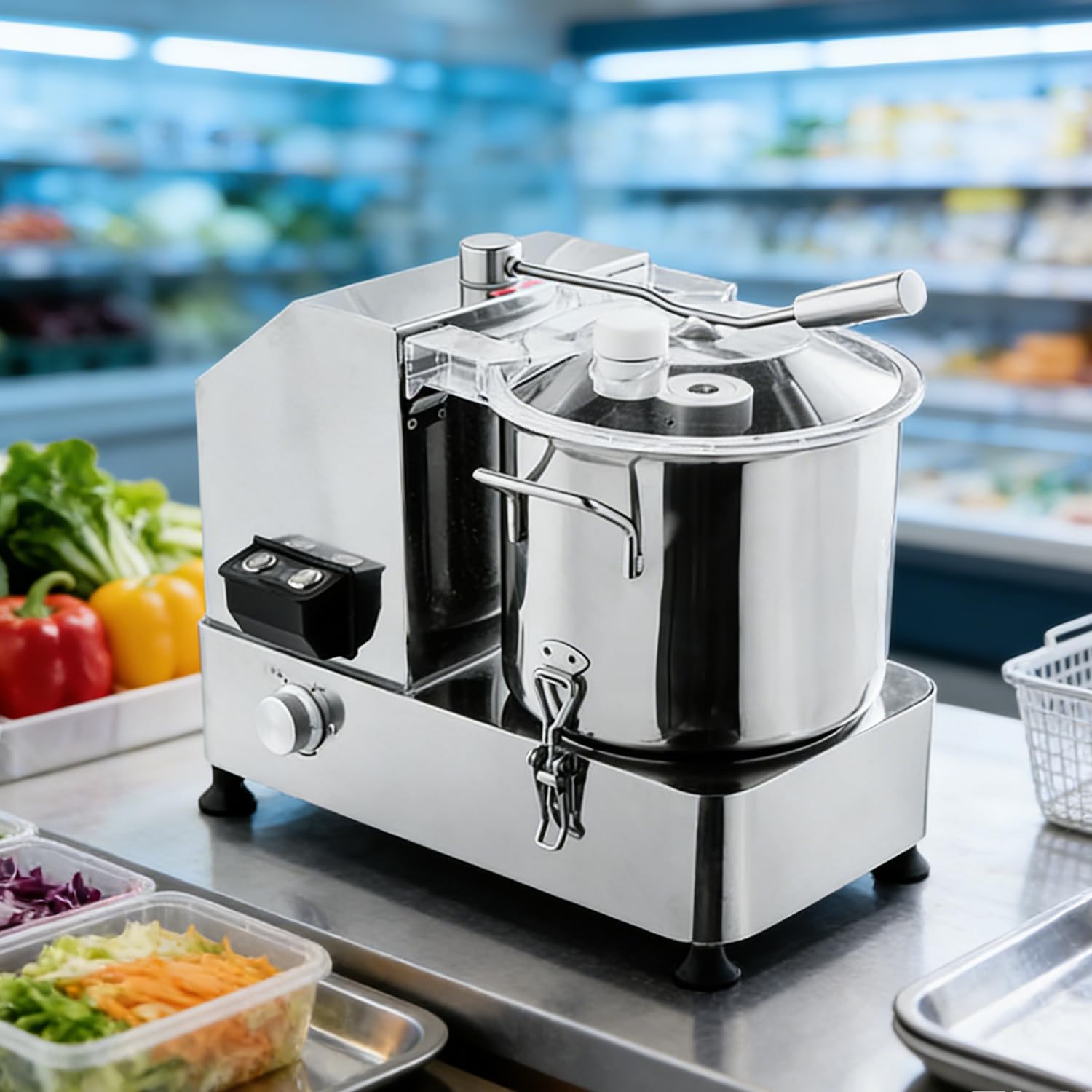 Cortadora Y Picadora De Alimentos De Acero Inoxidable 6L