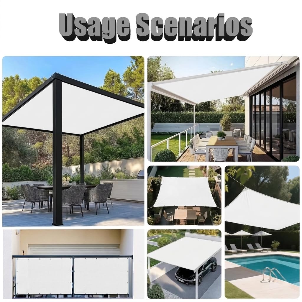 Sonnensegel Wasserdicht 2.3x3.5m Rechteckig, 95% UV-Schutz Reißfest, Hohe Dichte Polyester Sonnenschutz Wetterschutz für Terrasse, Pergola, Garten, Einfache Montage, Weiß
