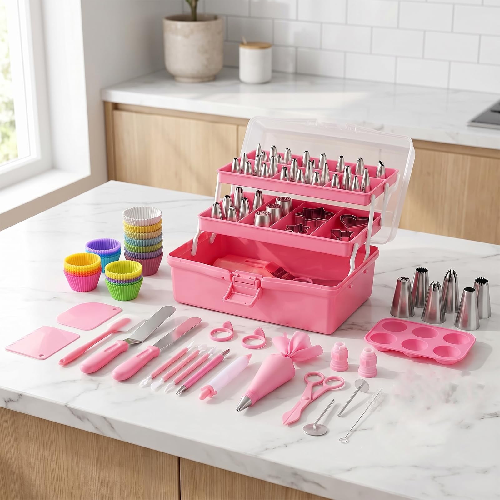 Kit De 274 Piezas para Decorar Pasteles: Juego Completo De Accesorios para Hornear con Mangas Pasteleras, Boquillas para Glaseado Y Estuche De Almacenamiento Principiantes Y
