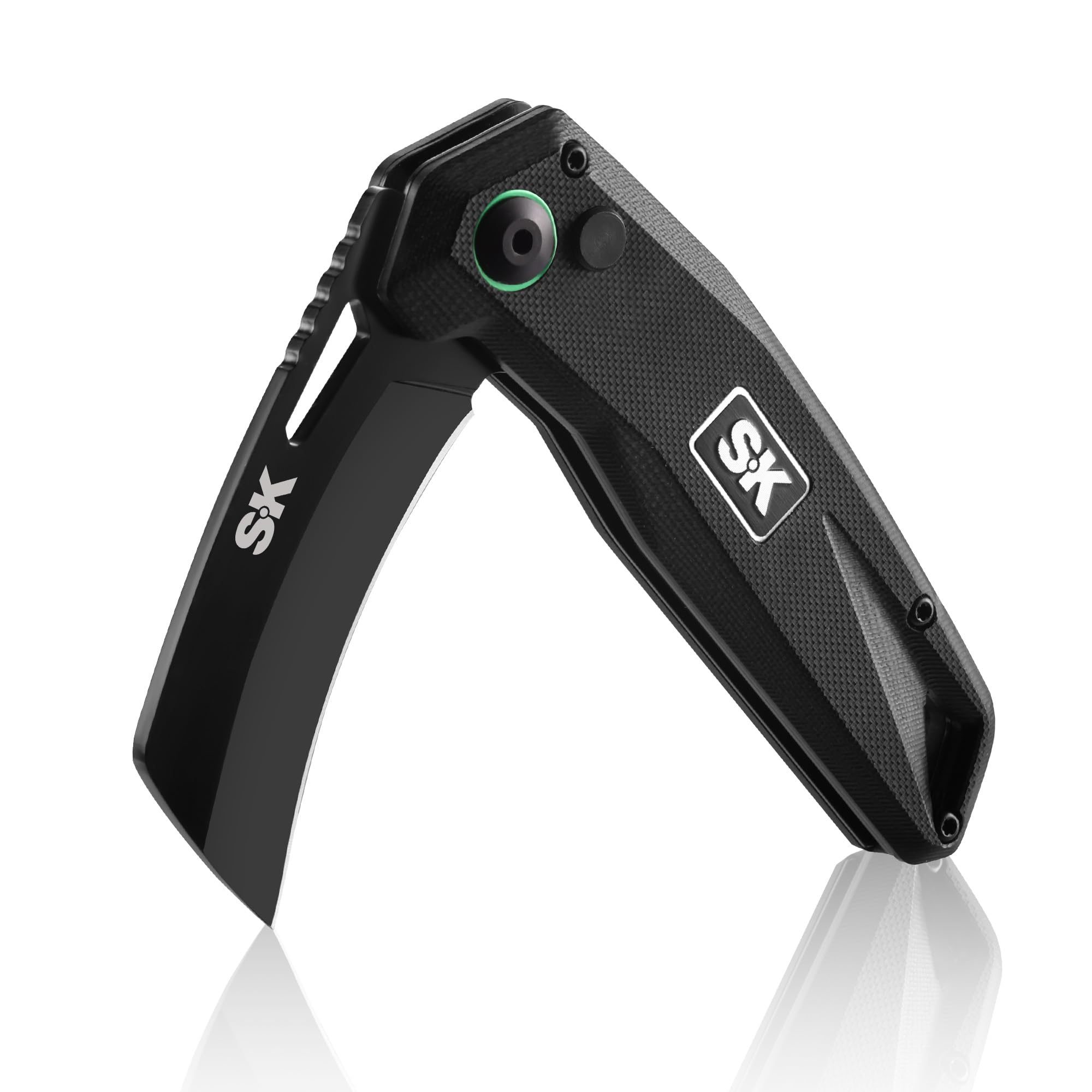 SK Hawkbill Folding Pocket Utility Knife, Premium D2 Curved Blade, G10 Handle with Wire Belt Clip