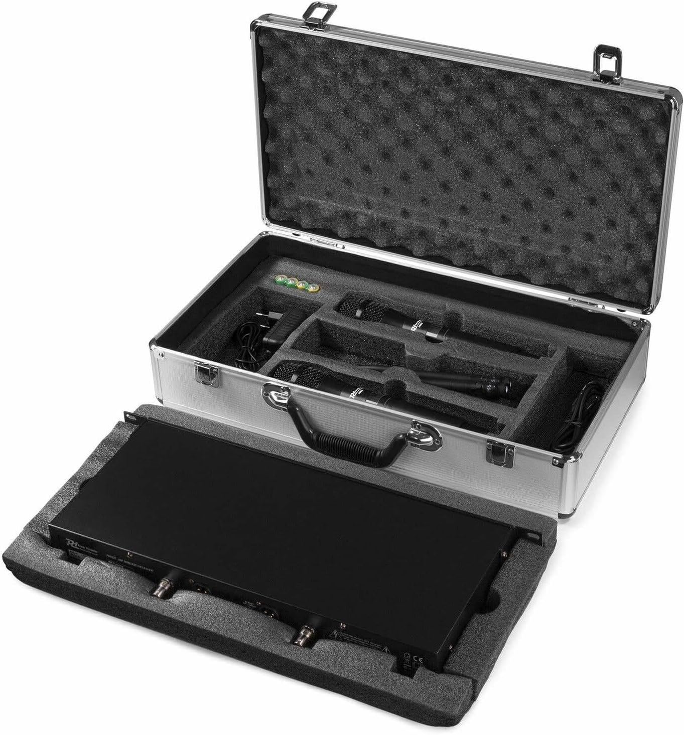 Power Dynamics PD632H Wireless Microphone System in its aluminum carrying case