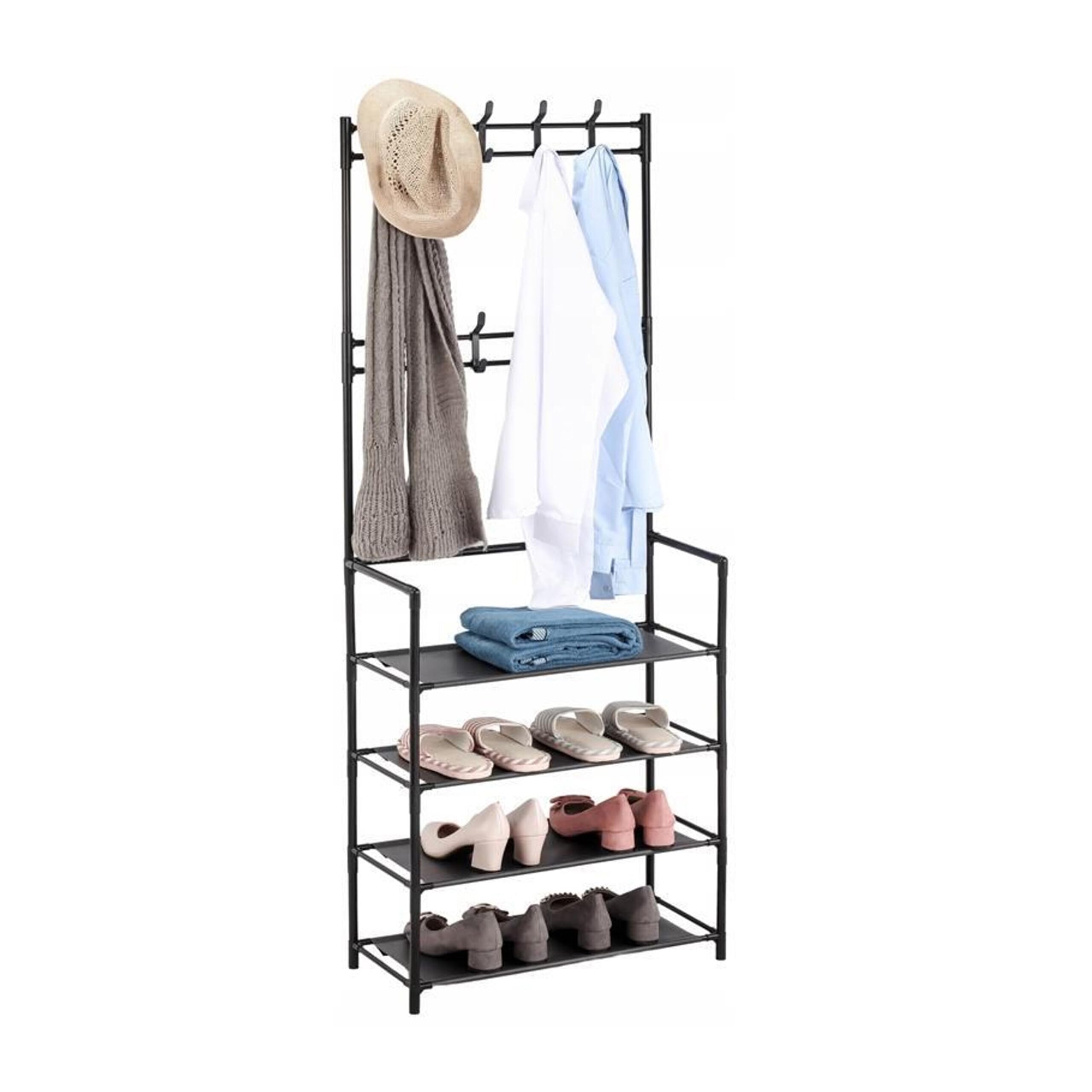 Porte-manteau avec étagère à chaussures Relaxdays vestiaire noir
