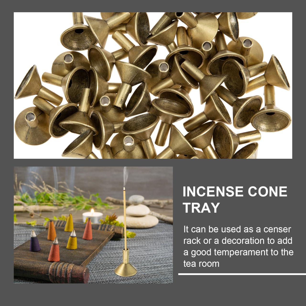 HANABASS 50PCS Brass Incense Holder, Waterfall Incense Burner for Home Decor Meditation for Meditation Yoga Room,Home Fragrance Decoration