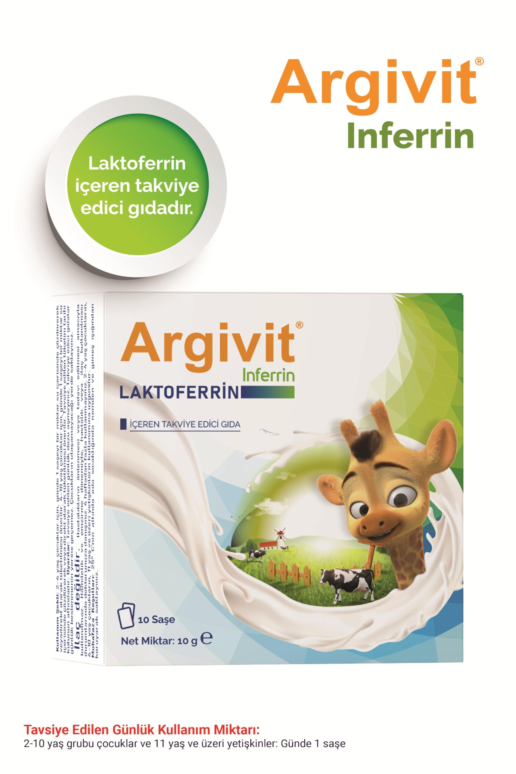 Argivit İnferrin Laktoferrin İçeren Takviye Edici Gıda 10 Saşe