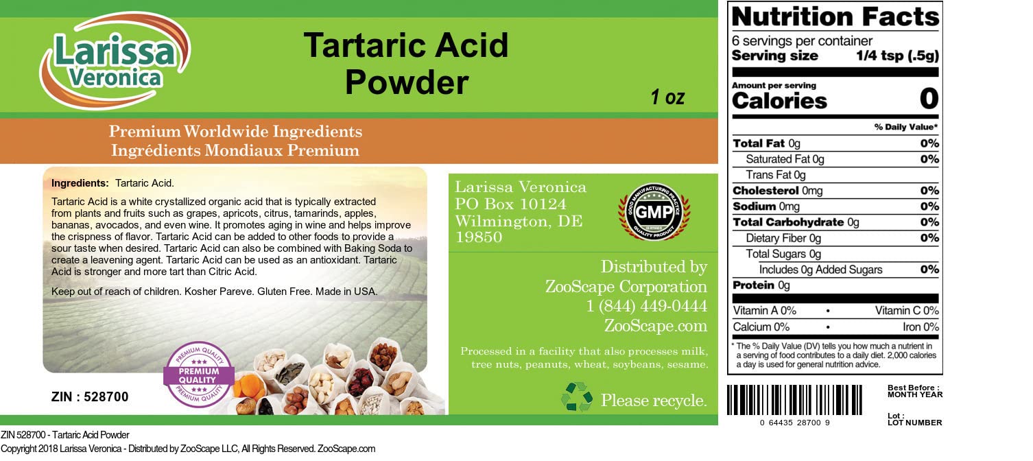 Tartaric Acid Powder (1 oz, ZIN: 528700) - 2 Pack