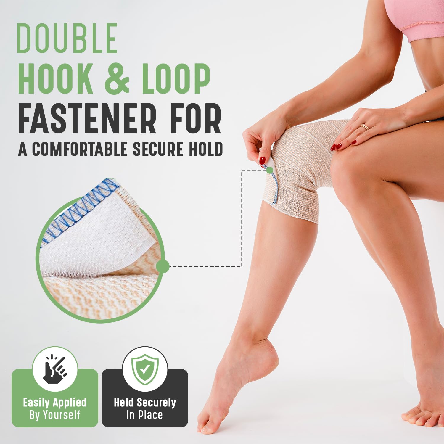 Premium Elastic Bandage Wrap made of USA Grown Organic Cotton - Hook & Loop Fasteners at Both Ends - GT Latex Free Hypoallergenic Compression Roll for Sprains & Injuries (4" Wide, 12 Pack) — Amazon image 6