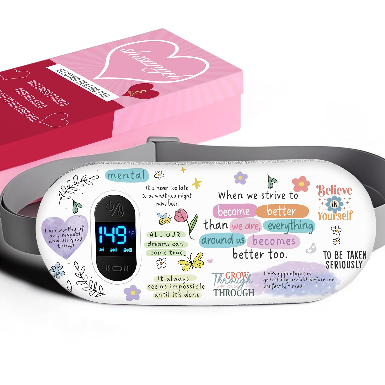 Portable Heating Pad for Period Cramps: 6 Heat Levels and 6 Massage Modes