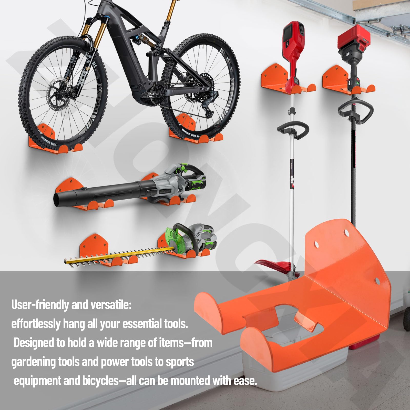 Juego de ganchos de almacenamiento de garaje resistentes para estante de recortadora y ganchos de almacenamiento de garaje | Percha para accesorios Stihl Kombi | Ganchos de montaje en pared