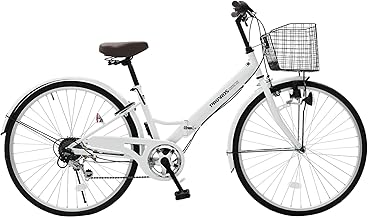 PROVROS P-266 City Bicycle, Folding Bike, 26”, Shimano, 6-Speed Gear, Mamachari Bike (Practical Everyday Bike), Basket, Lock, LED Light Included, Portable