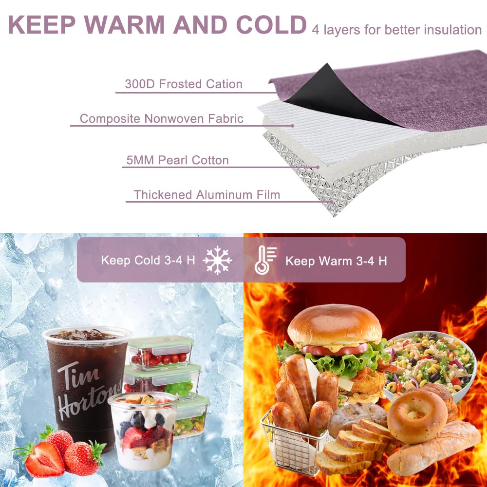 MOJMBSBY Insulated Dual Compartment Lunch Bag - Waterproof Lunch Bag Tote - High Capacity Soft Cooler Lunch Pail - Durable Leakproof Cooler Lunch Handbags for Office Work Office Beach