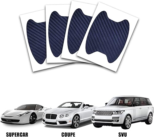 Miniatura 6 de msyuusr 4 calcomanías para manija de puerta de automóvil, fibra de carbono, antiarañazos, protector de taza de puerta de automóvil, película