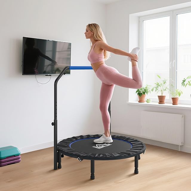 Foto 8 de 8 de HOMCOM Trampolín de Fitness Adultos Ø114 cm Plegable Azul y Negro