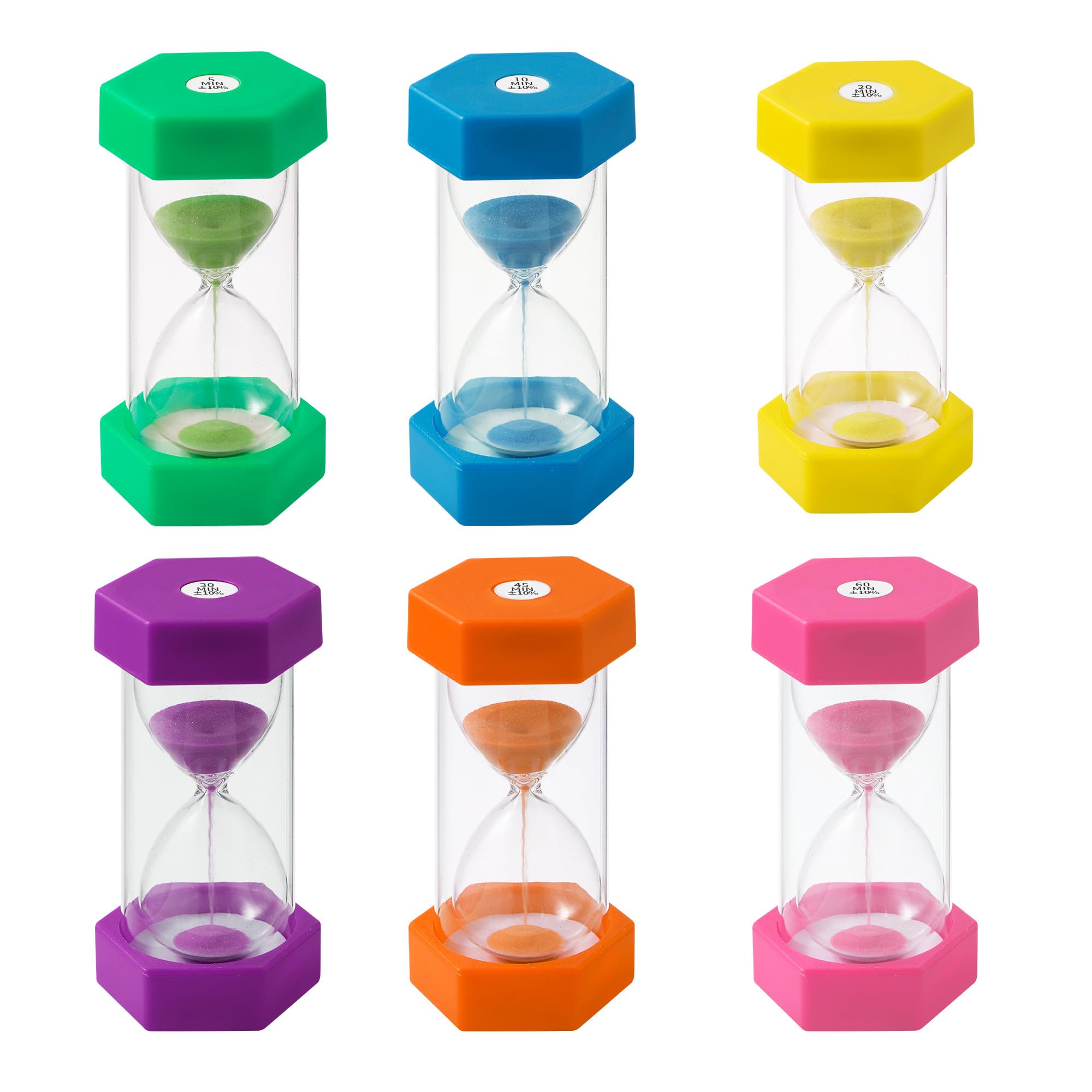 6 Stück Bunter Sanduhren für Kinder,Buntes Sanduhren Set,Farbtimer, Zeitmesser Sanduhren, Geeignet für Küche, Zuhause, Kinderleben, Spieltimer