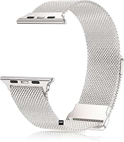Pulseira Milanese Starlight Off White para Apple Watch 38mm/40mm/41mm/42mm Series 10 – Aço Inoxidável Magnética Metálica Premium