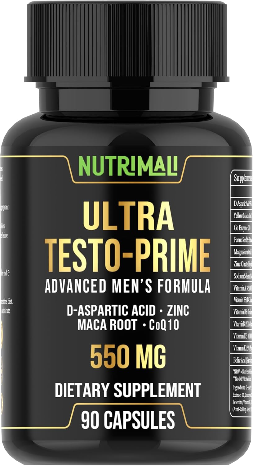 Ultra Test Prime – Zinc, Maca, Selenium, CoQ10, D-Aspartic Acid, Magnesium | 90 Vegan Capsules | Energy, Stamina | Test Supplements for Men | High Strength Gym Supplement