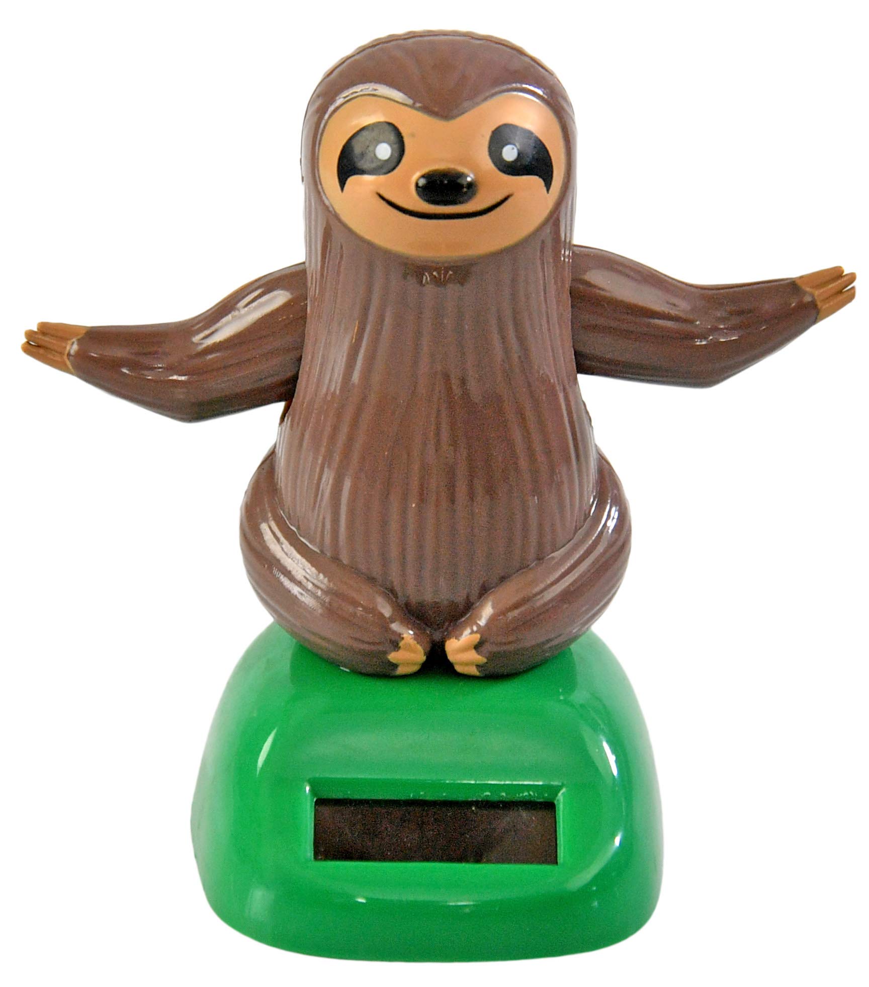 Home-X Brown Sloth Solar Dancer Figure, Solar-Powered Dancing Office Desk Decor, Windowsill or Car Dashboard Decoration