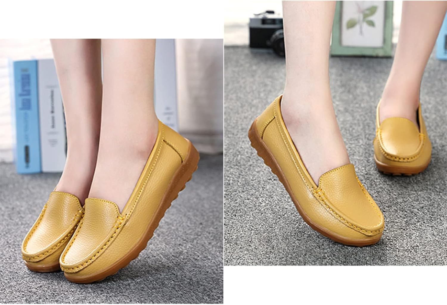 [PANLON] 女性 フラット モカシン シューズ レディース 22.5cm パンプス ウォーキング ドライビング 軽量 シューズ