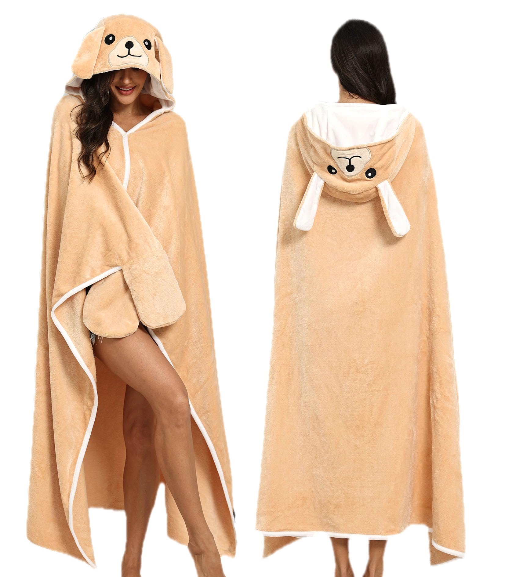 Wearable Blanket Hoodie Animal Fuzzy Blanket Warm Cozy Blanket Hoodie