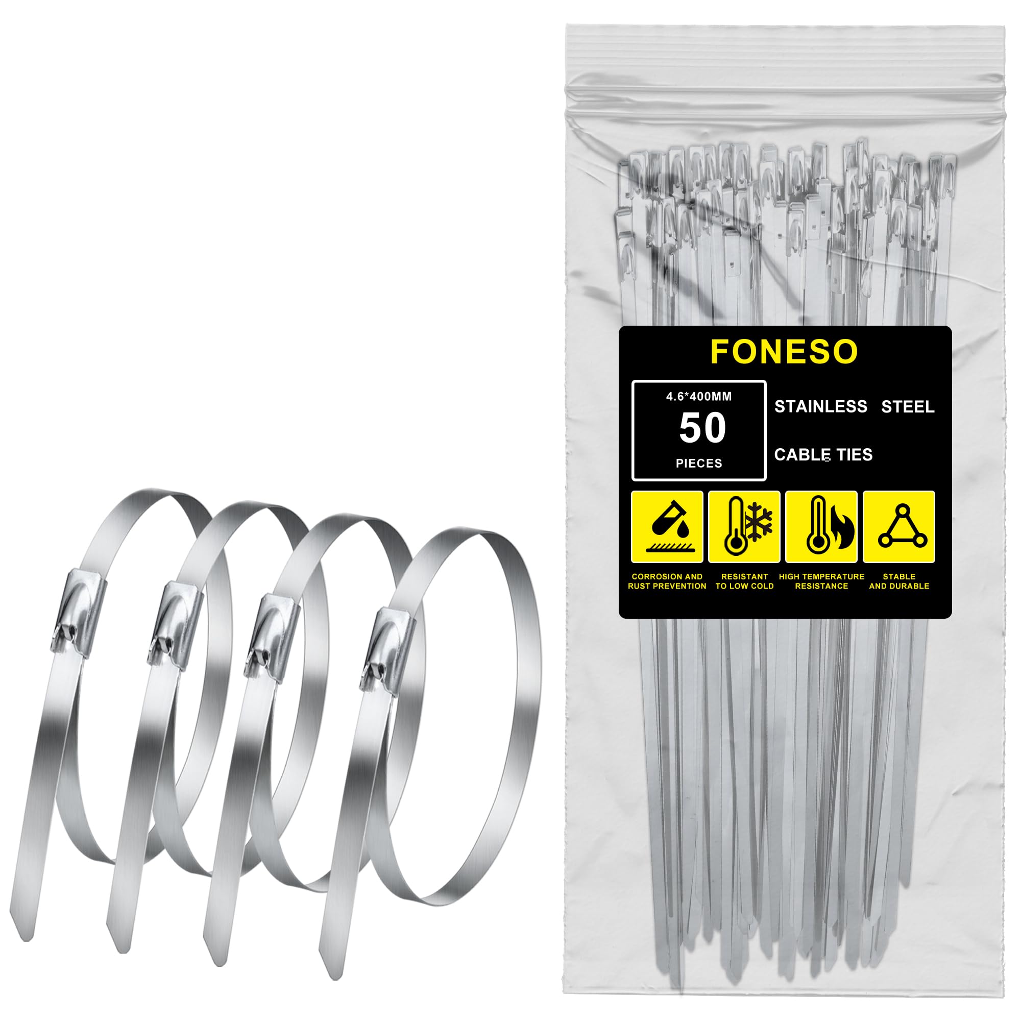 Deecam Roestvrijstalen kabelbinders 500 stuks, 300 mm x 4,6 mm kabelbinders metaal roestvrij Deecam Roestvrijstalen kabelbinders 500 stuks, 300 mm x 4,6 mm kabelbinders metaal roestvrij