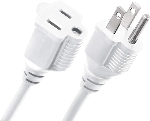 Miniatura 3 de Snow Joe + Sun Joe PJEXT20-163-WHT - Cable de extensión de vinilo para exteriores de 20 pies, clips circulares blancos y monoprice con clavo de