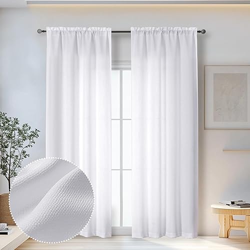 Miniatura 41 de OWENIE Bob Linen Cortinas de Lino de 96 Pulgadas Extra Largas Juego de 2 Paneles para Sala de Estar Dormitorio, Filtrado de Luz Cortinas de Ventana