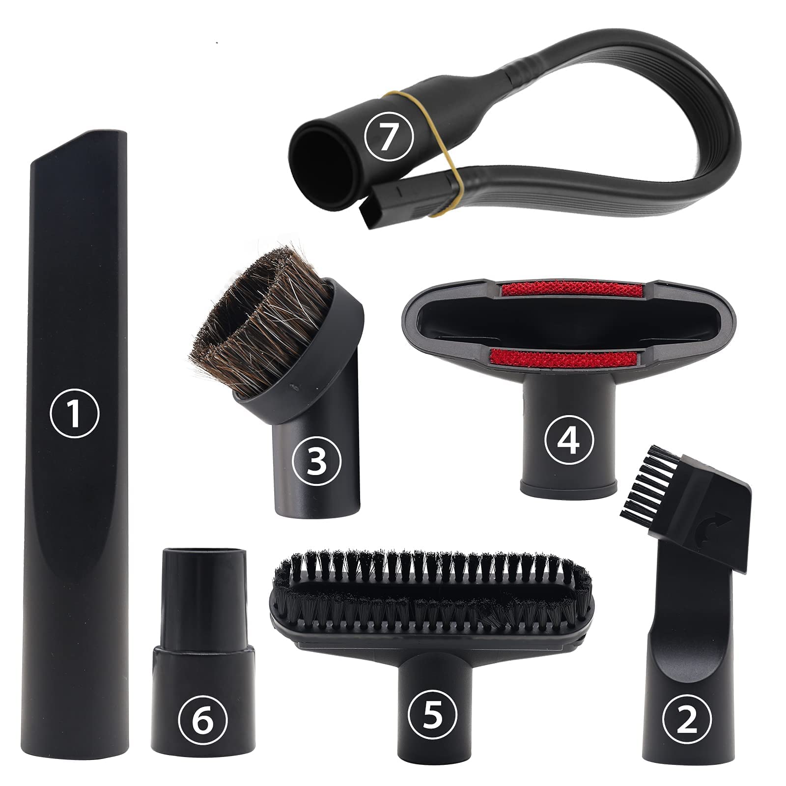 Vacuum Attachments Replacement 7 Piece Set, Compatible for D-yson and for European Version Vacuum Cleaner Inner Diameter 32mm Shop Vac Accessories, 32mmVacuum Cleaner Tools Kit Dusty Brush