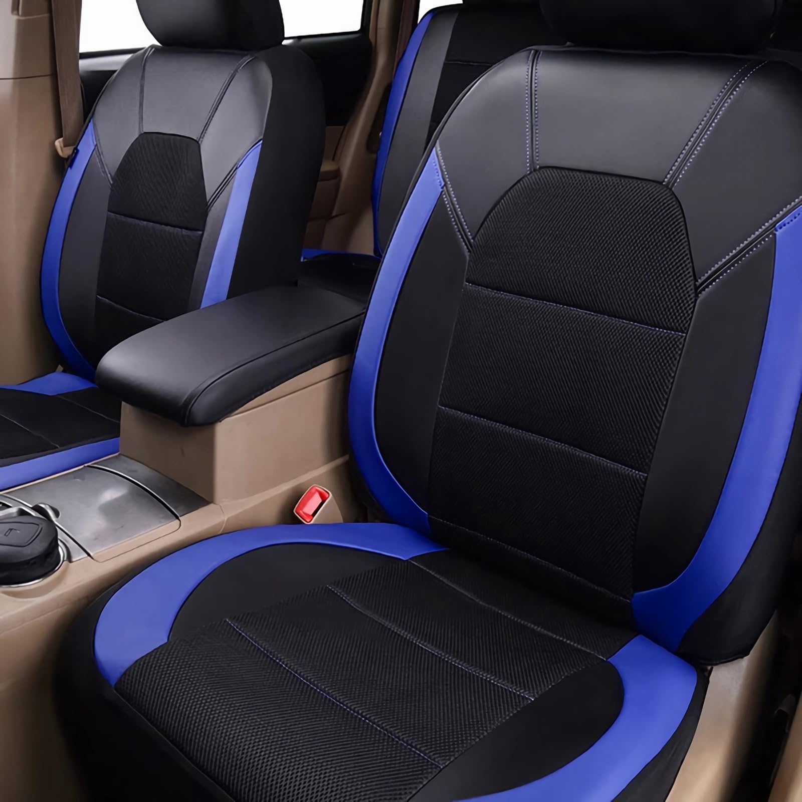 AREY Auto Ensembles de Housses de Siège pour Subaru Forester SJ 4.Gen 2013 2014 2015 2016 2017 2018 2019, Voiture Protection de Siège Respirant Nonslip Ensembles d'intérieurs,A/Black-Blue