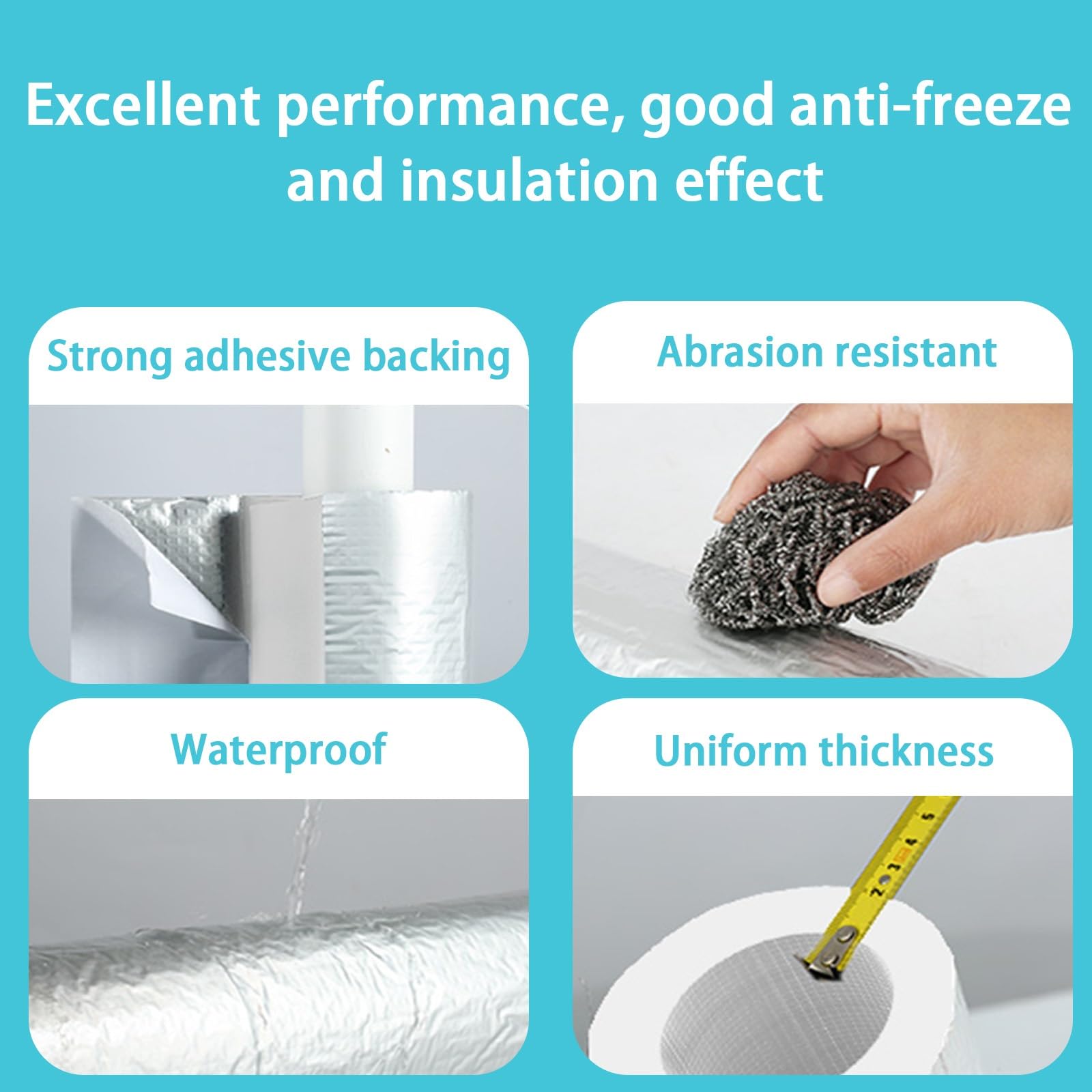Coquilla Aislante con Lámina de Aluminio, Precortada Tubo Espuma Aislante, 95cm de Largo Aislamiento de Tuberías para Fontanería, Protección contra Heladas en Sistemas de Riego(ID165mm*T20mm)