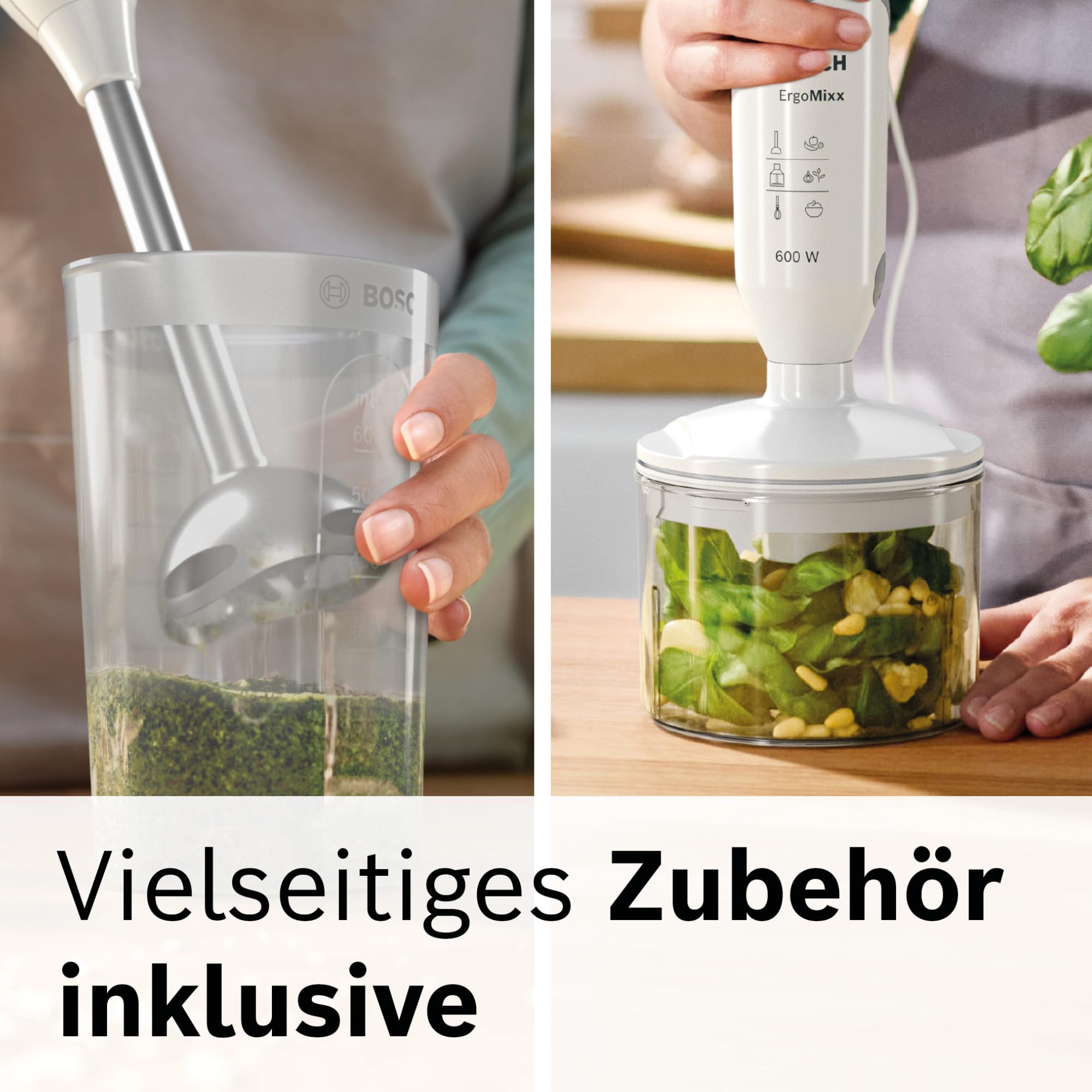 Bosch Stabmixer ErgoMixx 600 W Edelstahl-Mixfuß 12 Stufen plus Turbo weiß/grau MSM66120