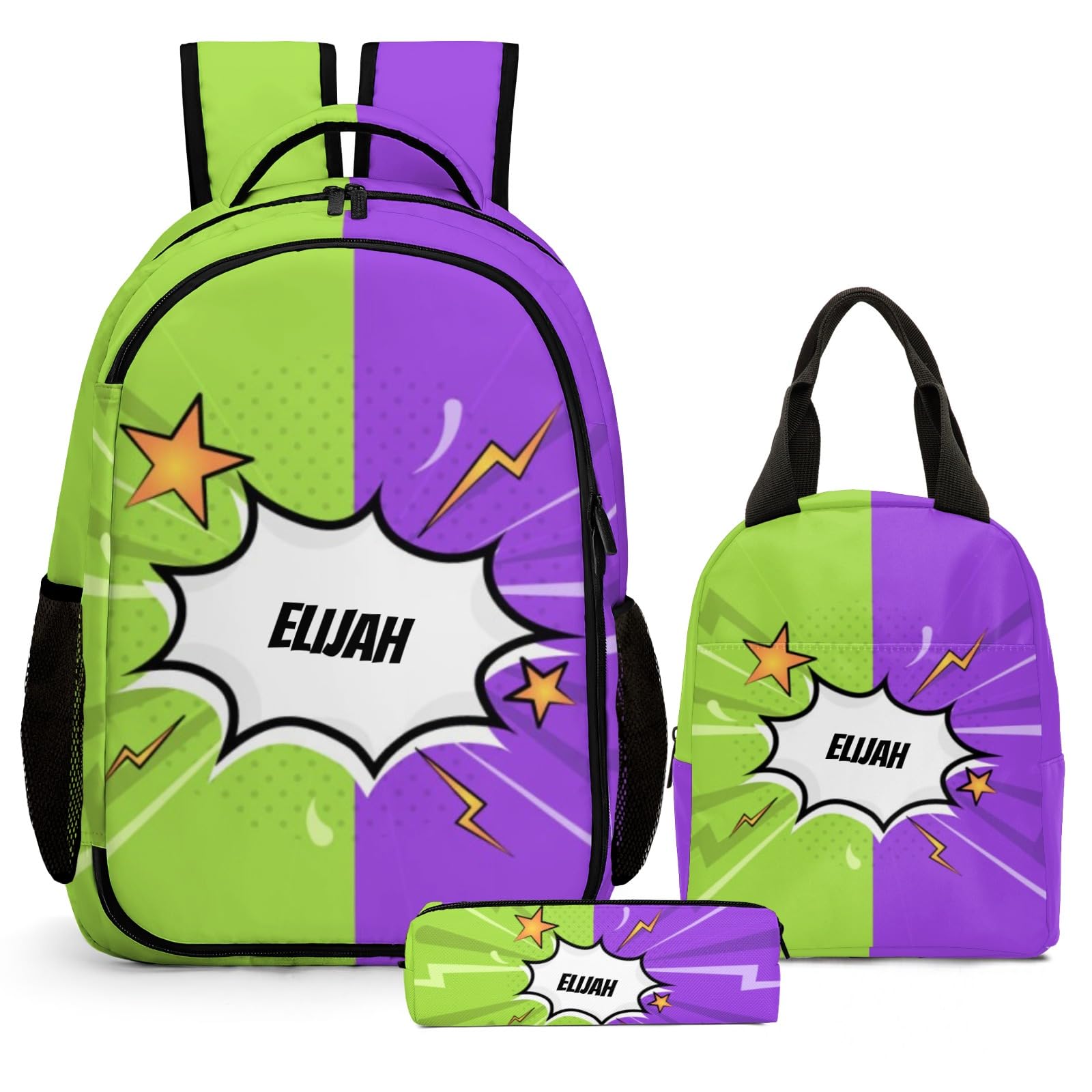 Artiglow Custom Backpack for Boys, Lightweight Backpack Set with Optional Lunch Bag and Pencil Case, Schoolbag for Elementary Junior High Students 6-8