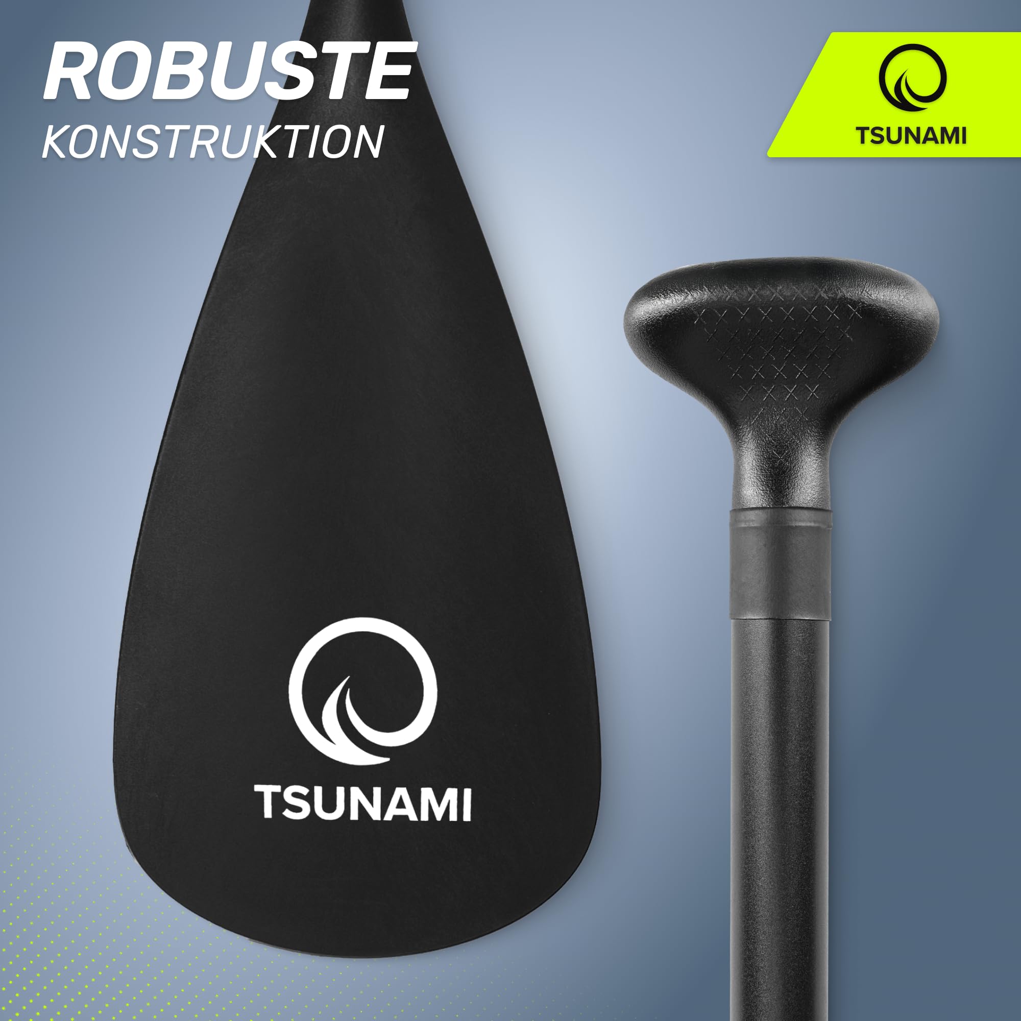 TSUNAMI Paddle 3-teilig für SUP Stand-Up Paddling Board, Stechpaddel, Verstellbar Teleskop 165cm-215cm, Kunststoff, Rutschfester Griff, für Kajak, Dingy Boote, Paddelboard, Schlauchboot SUP