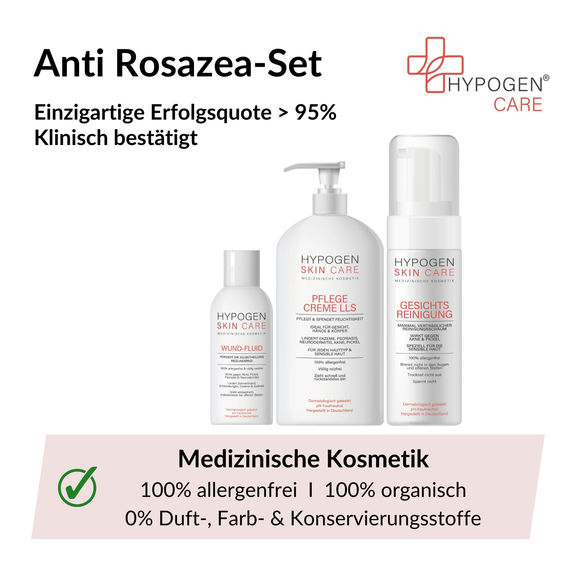 Erfolgsquote > 95% I Anti Rosazea-Set I Klinisch bestätigt I Medizinische Kosmetik von HYPOGEN CARE