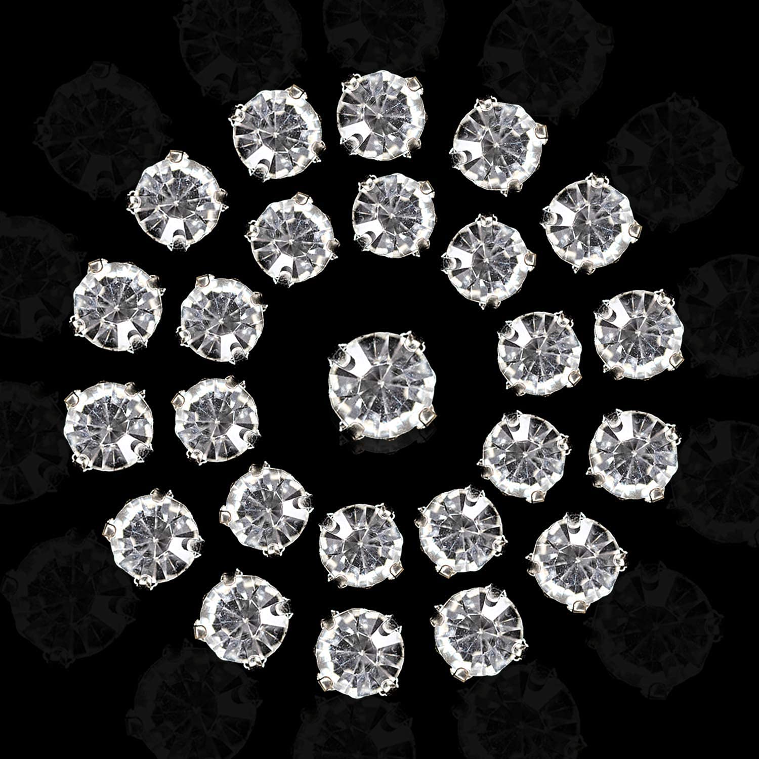 Trimming Shop 10mm Sew on Diamante Crystal Clear Glass Rhinestones for DIY Crafts Projects, Sewing Clothes, Scrapbook Embellishments or Decorations, 100pcs