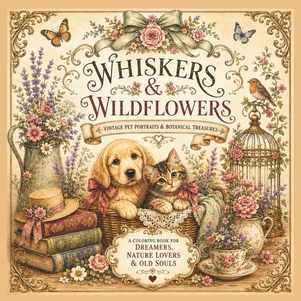 Whiskers & Wildflowers: Vintage Pet Portraits & Botanical Treasures