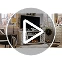 JXQTLINGMU Farmhouse Fireplace TV Stand with 36" Electric Fireplace for 80 Inch TV, 32" Tall Entertainment Center, Modern Media Console, 6 Shelves Storage Cabinet for Living Room, Brown