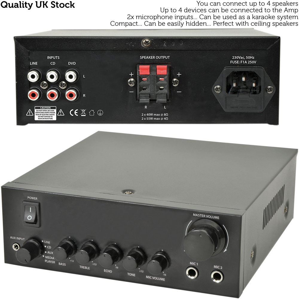 Karaoke System/kit -2 x altoparlanti & 2 x microphones- TV amplificatore/party Music player – perfetto per feste di bambini/e discoteche – karaoke