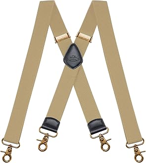 DresimeMens Braces for Trousers with Strong 4 Hook-Clips, Vintage Suspenders Braces for Men & Women Heavy Duty Elastic Adjustable X Shape