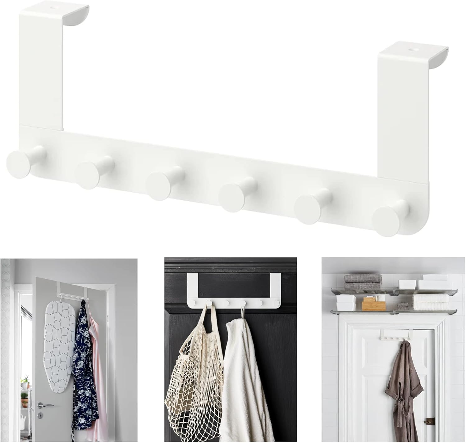 Coat Hooks Door Mount Mounted Hooks 6 Holder Bedroom Bathroom Adhesive