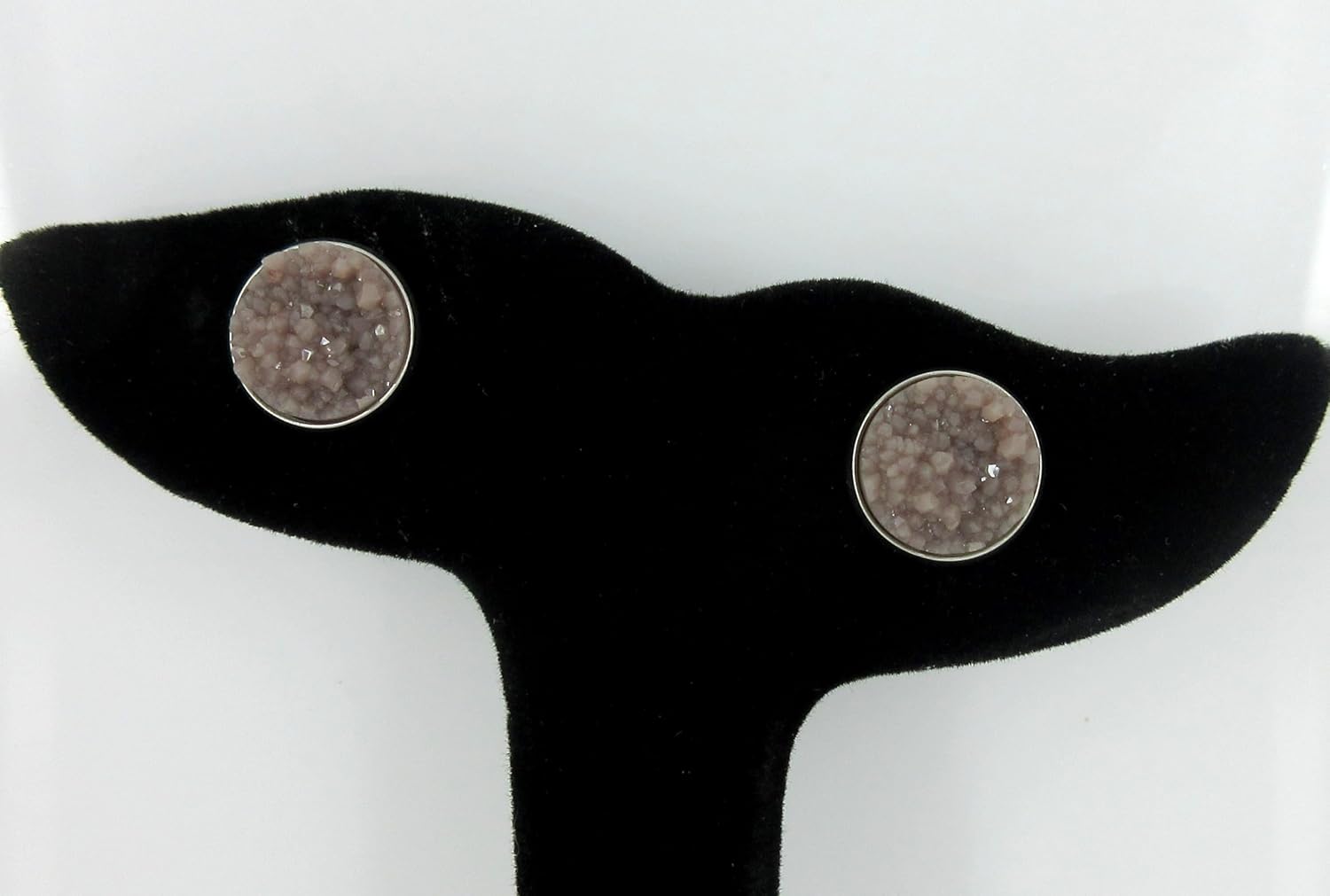 Summerfield Collection Duo Stud Earrings Stainless Steel Faux Druzy Stone 12mm Set