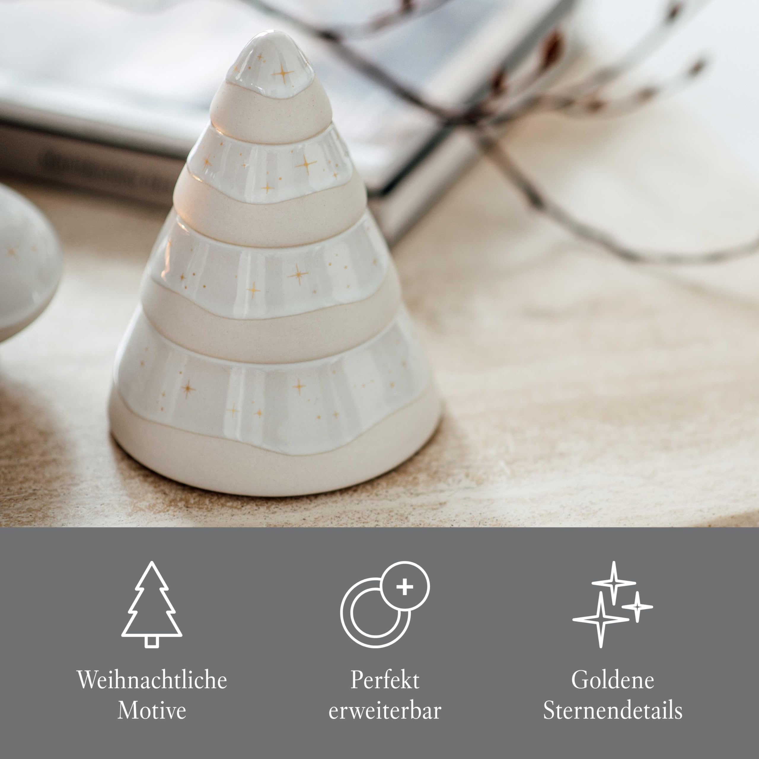 like. by Villeroy & Boch - Winter Glow tree, Christmas decoration in Premium Porcelain, White / Beige, 11x11x14cm - Image 4