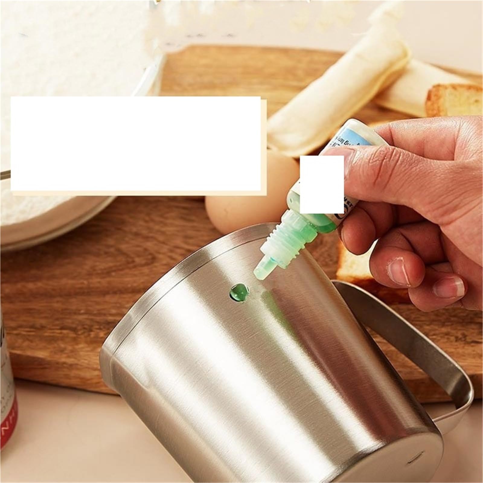 Taza medidora de acero inoxidable gruesa con tirador escala, taza flores, jarra té, práctica cocina gran capacidad, 2 uds Para Espumar(1000ML With Lid)