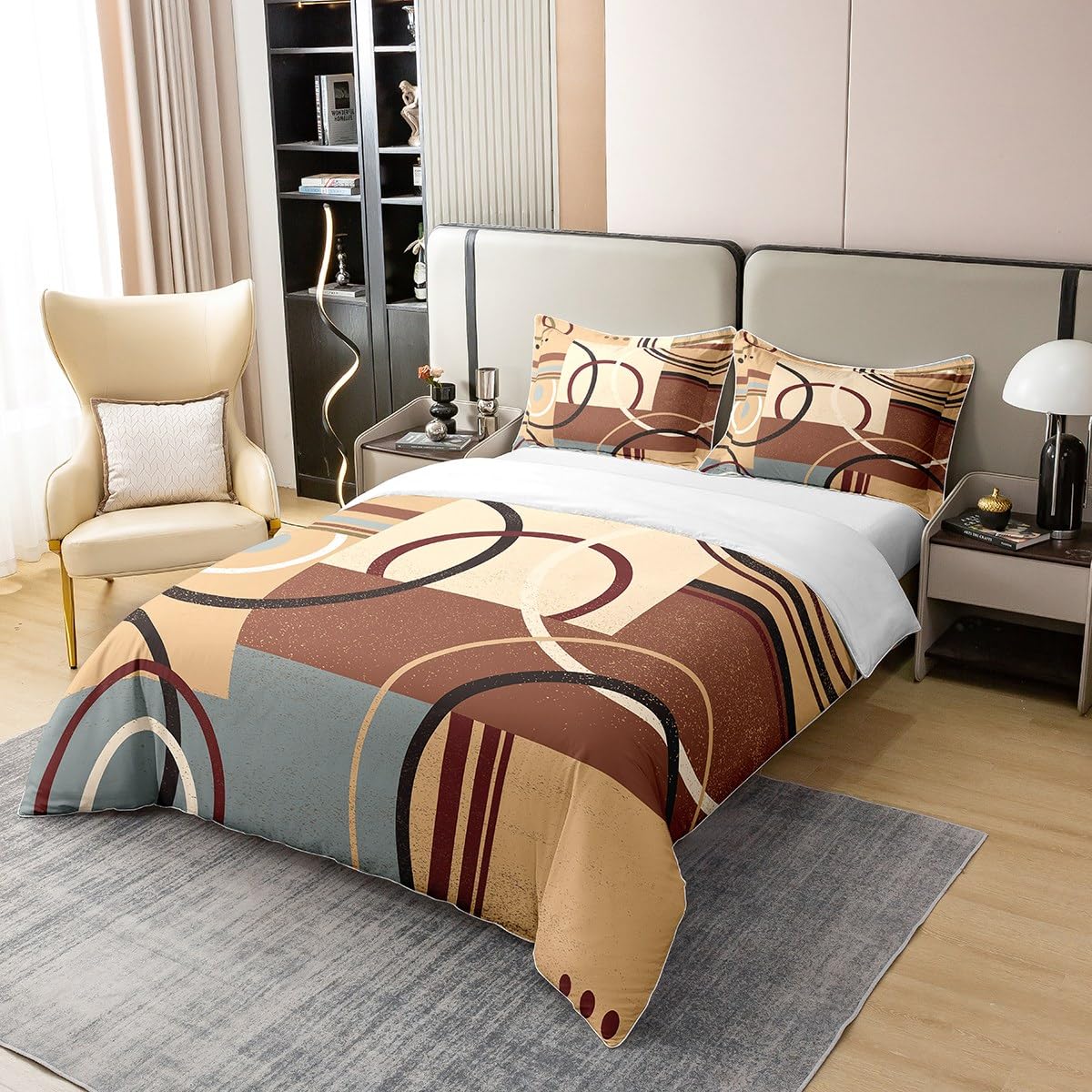 Homemissing Geometric Bedding Set Super King Size Kids Barclay Arcs Shapes Comforter Cover Set for Boys Girls Teens Modern Decor 100% Cotton Duvet Cover Modern Art Bedspread Cover - Image 2