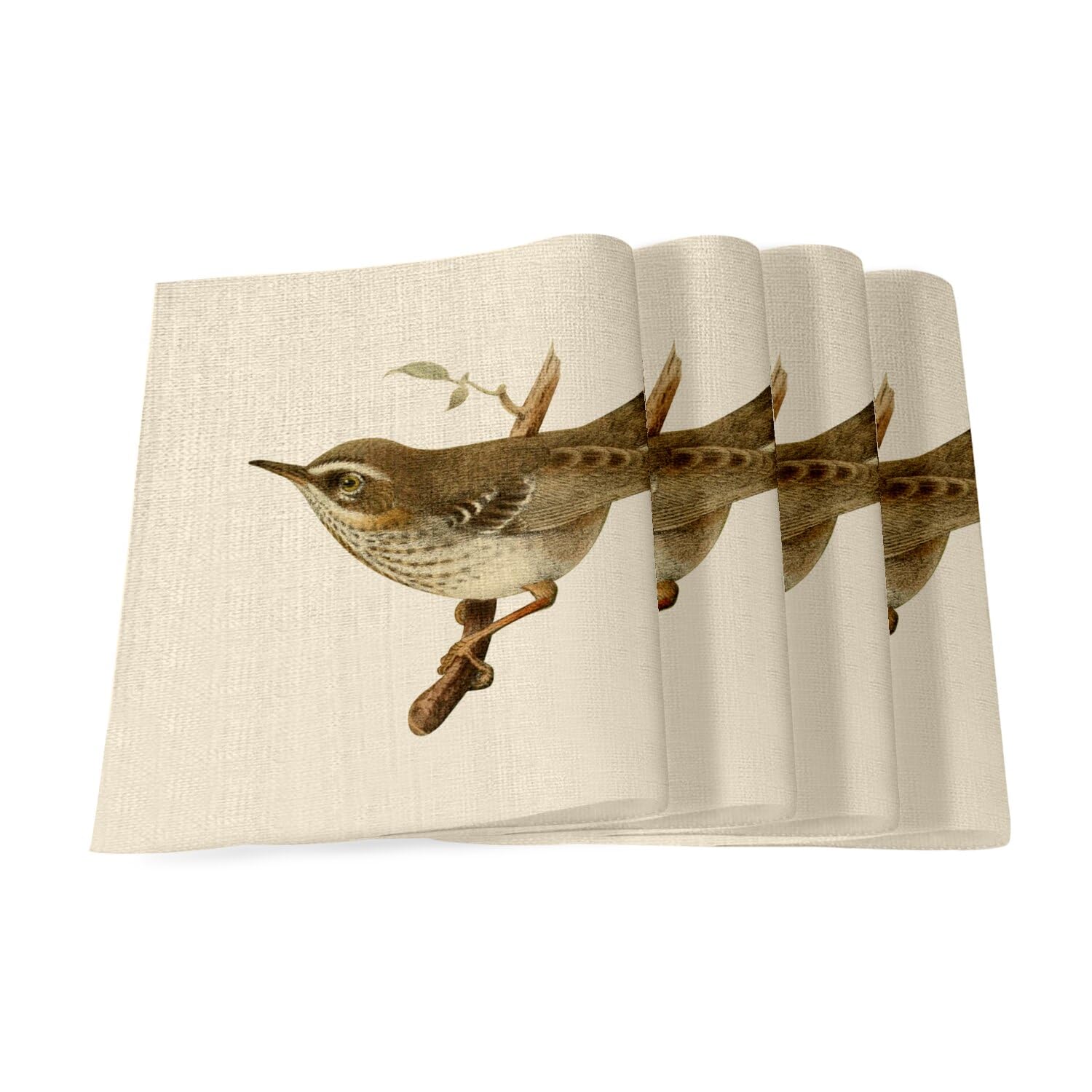 Set de table en lin oiseau séricorne grand format 40 x 28,5 cm style rétro