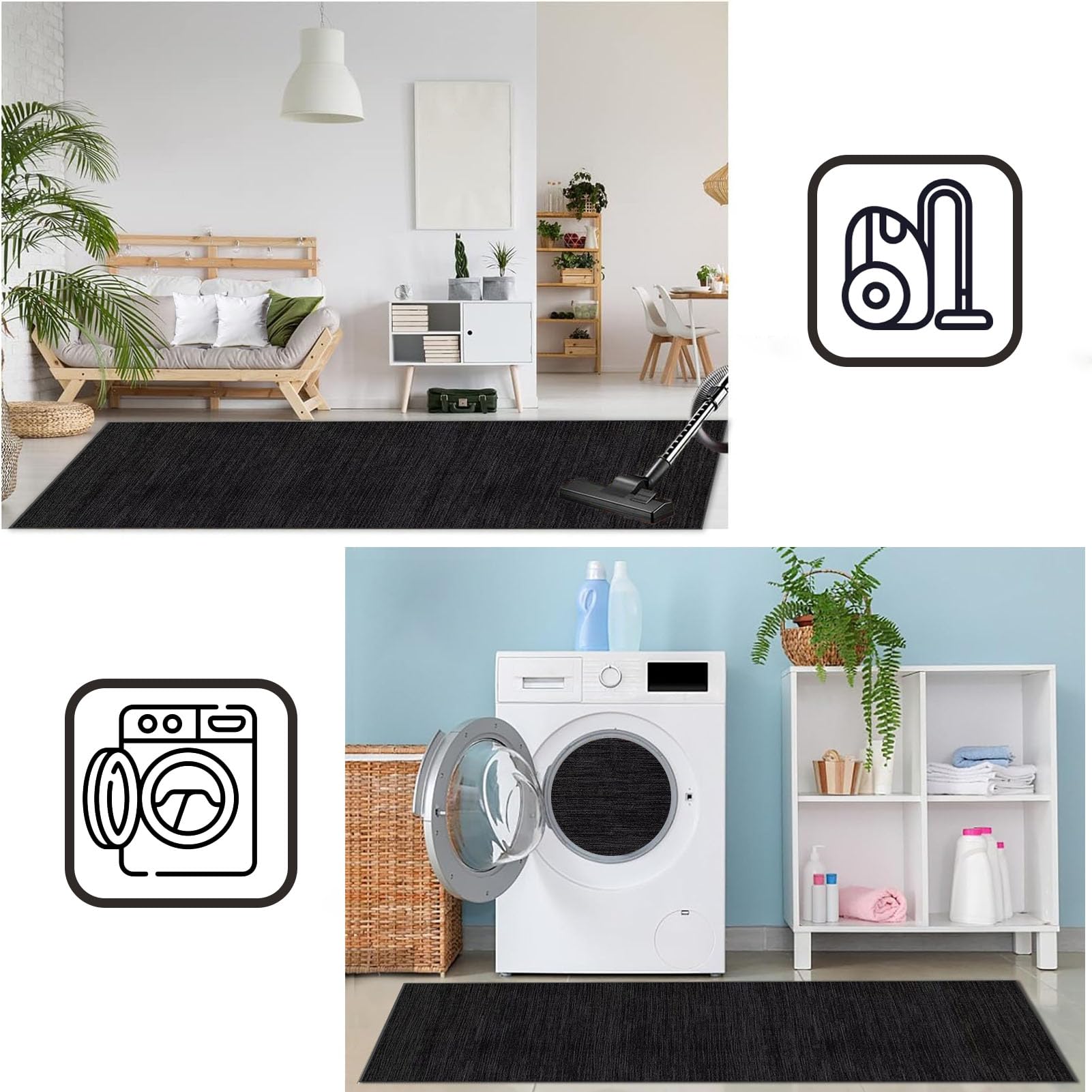 Tappeto Lungo per Corridoio Tappeto da Cucina Lavabile Tappeti Cucina Antiscivolo Tappeti Runner Ingresso per Corridoio Soggiorno Entrata Casa Passatoia Multifunzione in Moquette 70 x 400 cm