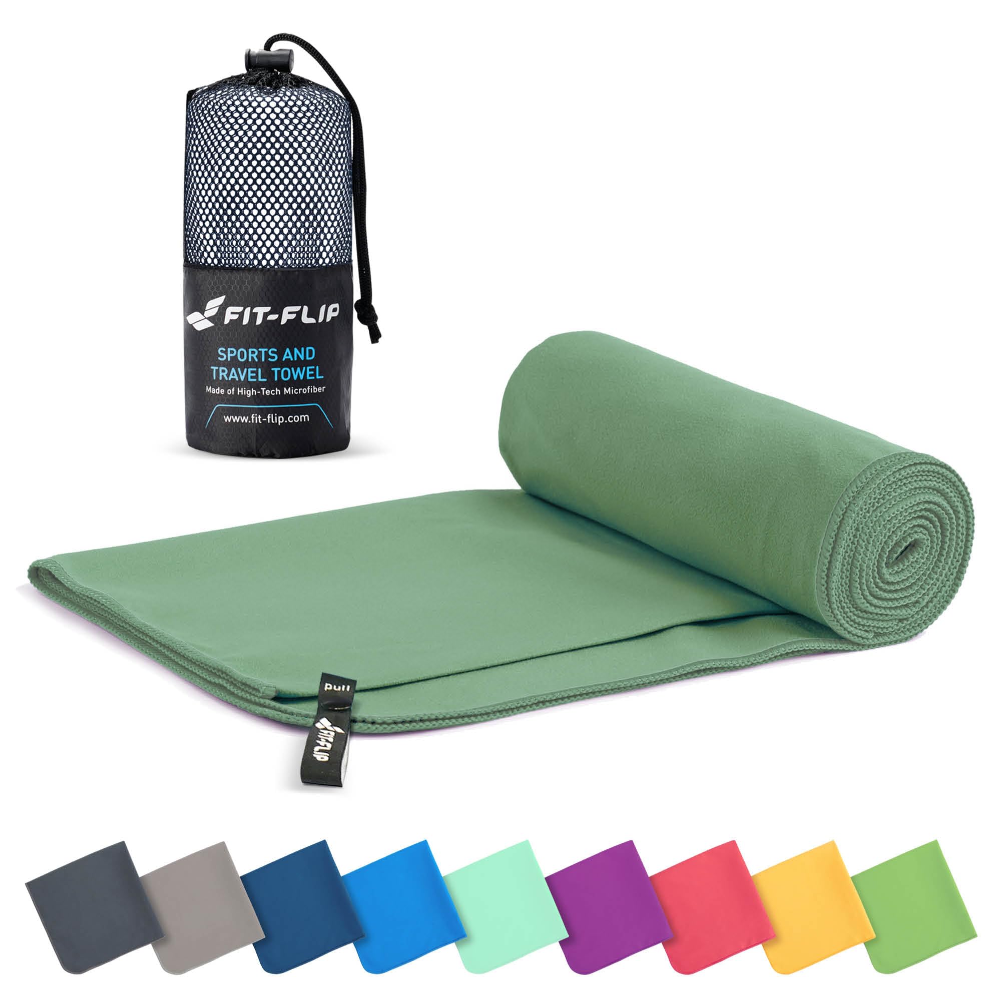 Fit-Flip Asciugamano microfibra - compatto e ultraleggero - asciugamani palestra - il perfetto telo mare grande - ottimale per viaggio, sport e piscina