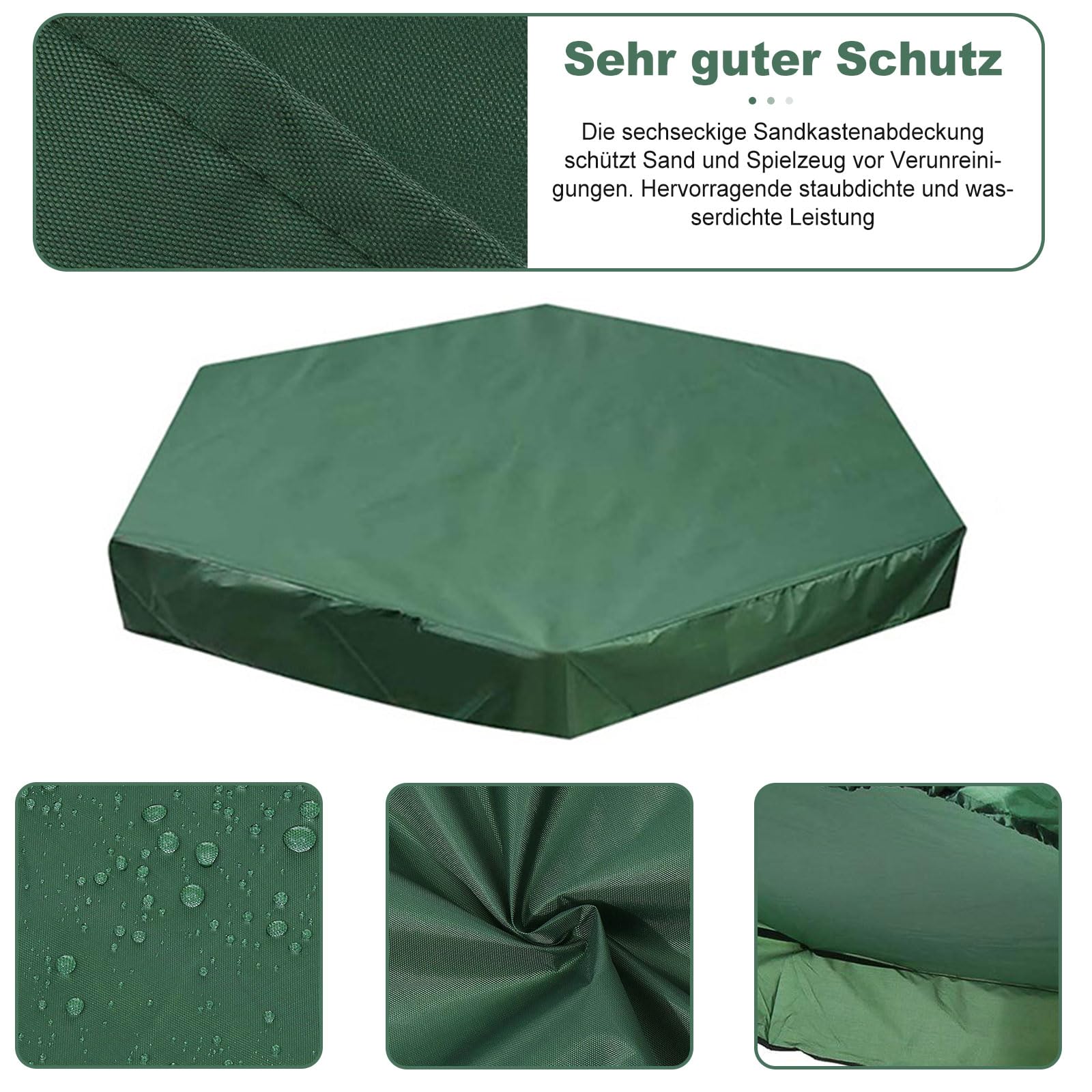 Sandkasten Abdeckplane Sechseckige Sandkastenplane Sandkastenabdeckung Plane Abdeckplane Sandkasten Oxford-Tuch mit Kordelzug Abdeckplane staubdicht wasserdicht Spielzeug (230 * 200cm)