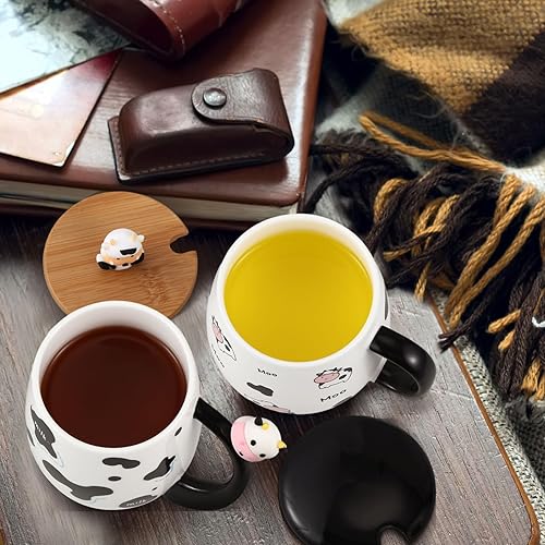 Miniatura 7 de 2 tazas de café de vaca navideña, tazas de café de vaca de cerámica con cuchara y tapa, tazas de vaca, divertidas tazas de animales en 3D, regalos