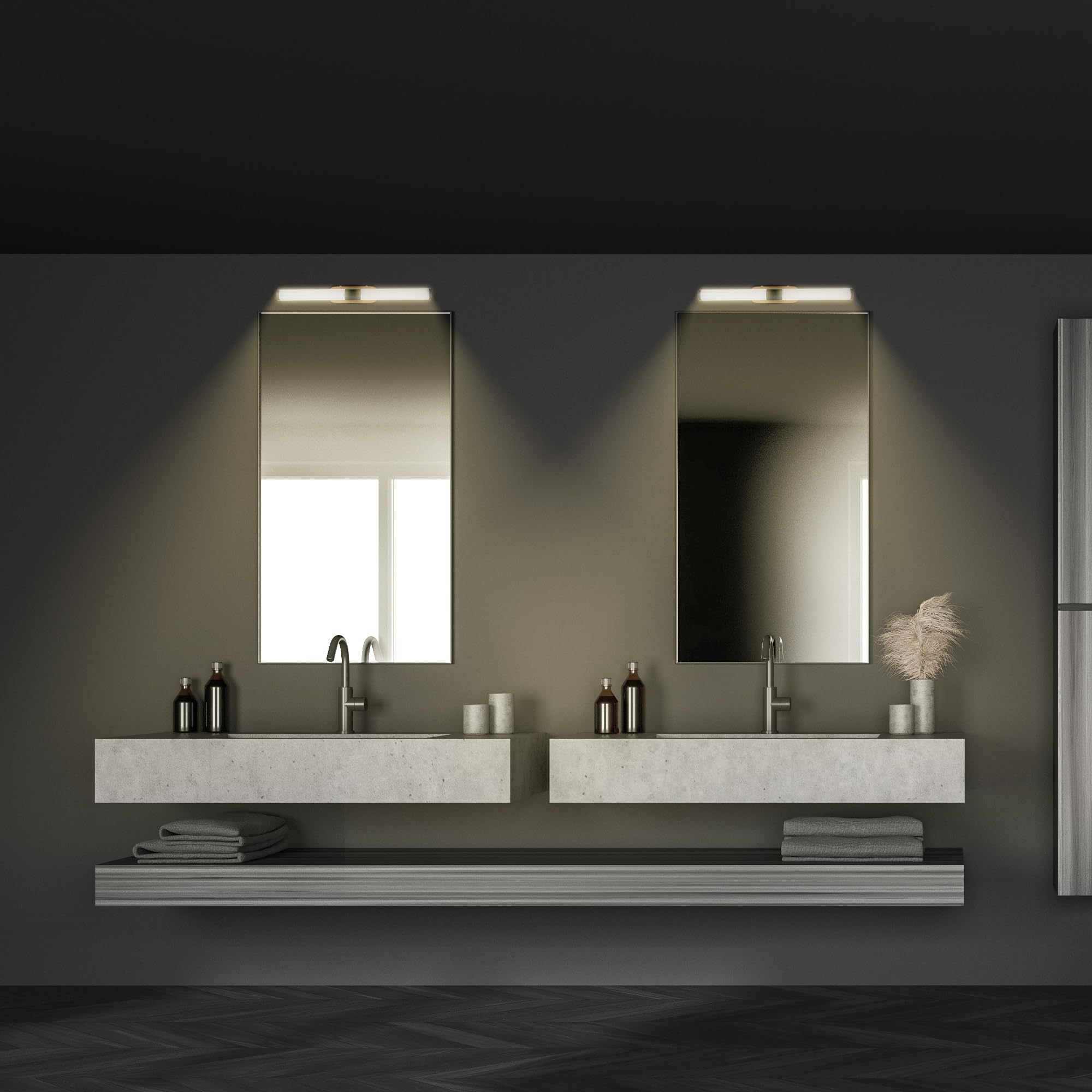 BRILONER – Lámpara de espejo para baño IP44, resistente a las salpicaduras, lámpara de espejo para baño, lámparas de espejo para baño, 40 x 6,5 x 4,5 cm, negro con acabado de madera
