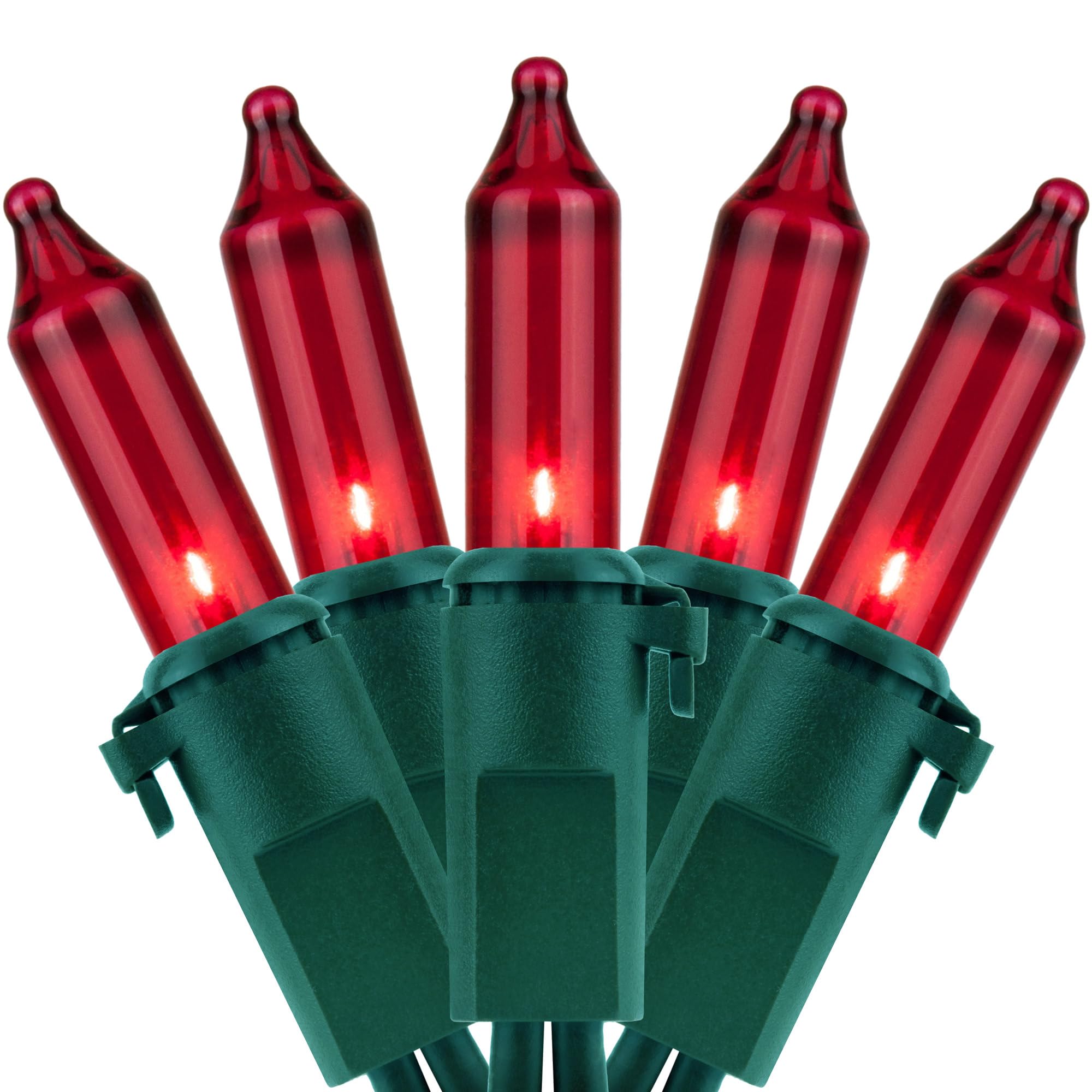 YULETIME 200 Red Christmas String Lights, 2-Set 33 ft 100 ct Green Wire